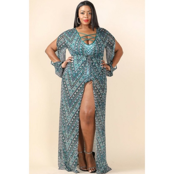 Printed mesh cover-up. COVER-UP ONLY!! OLIVE - Picture 7 of 8